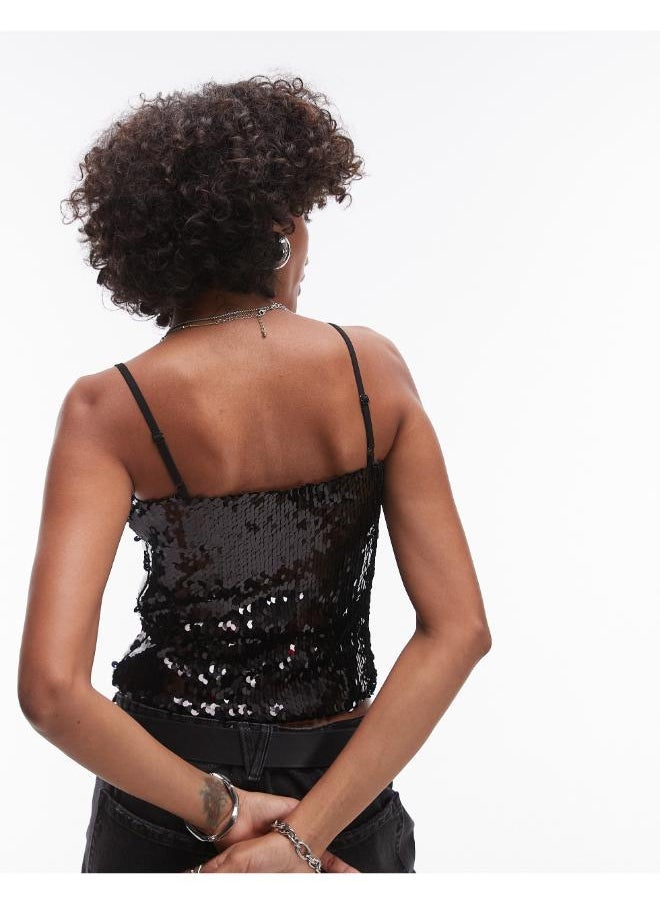 TOPSHOP Heavy Sequin Cami Top  - Image 2