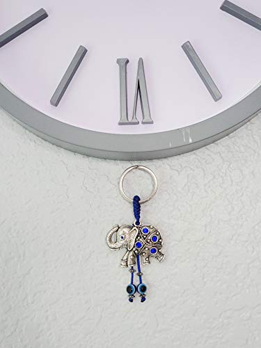 LUCKBOOSTIUM Elephant Keychain with Hanging Evil Eye Tassel - Decorative Evil Eye Keychain for Blessing and Goodluck Charm - Elephant Bag Charm, Rear View Mirror Accessories, Office and Home Decor - Image 5