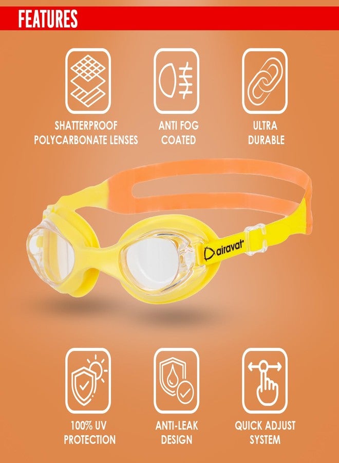 AIRAVAT Hydro 0027 Swimming kit, Swimming Set With Swimming Goggle Nose & Ear Plug And Swim Cap | Optic Quality Poly carbonate Lenses, 100% UV Protection Anti-fog Coated, Ultra Durable (Yellow) - Image 4