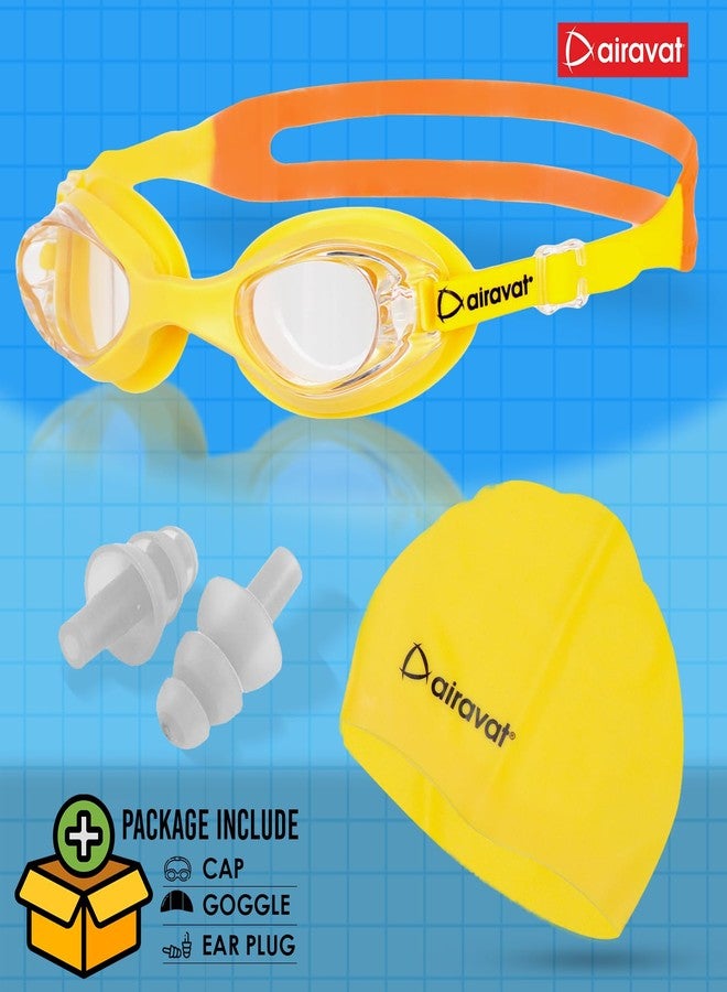 AIRAVAT Hydro 0027 Swimming kit, Swimming Set With Swimming Goggle Nose & Ear Plug And Swim Cap | Optic Quality Poly carbonate Lenses, 100% UV Protection Anti-fog Coated, Ultra Durable (Yellow) - Image 3