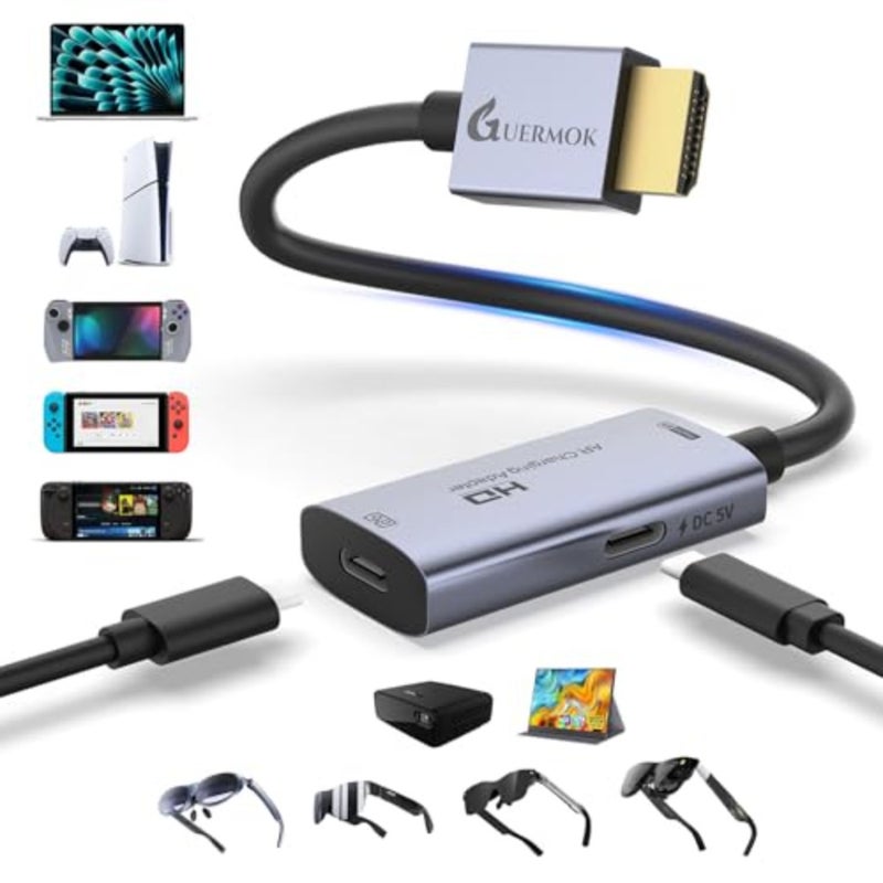 محول عرض AR Glasses HDMI إلى USB-C، محول فيديو 4K@60 هرتز، مصدر HDMI إلى محول عرض USB C، لـ XREAL/Air Pro/RayNeo/Rokid، Switch 2/1، Xbox1، PS4/5، الشاشات المحمولة - Image 1