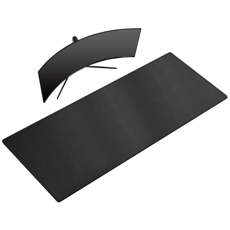 Cacoy 59 x 275 Desk Mat for Home Office Large PU Leather Desk Pad Blotter Waterproof Keyboard Mat Cover Extended Writing Mouse Pad Desk Protector and Accessories for Laptop and Computer Black - Image 2