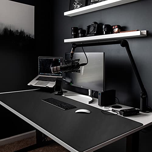 Cacoy 59 x 275 Desk Mat for Home Office Large PU Leather Desk Pad Blotter Waterproof Keyboard Mat Cover Extended Writing Mouse Pad Desk Protector and Accessories for Laptop and Computer Black - Image 3