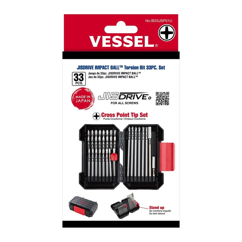 VESSEL JISDRIVE Impact Ball Torsion Bit 33PC Set No IB33JSP01U Made in Japan Cross Point Tip Set - Image 2