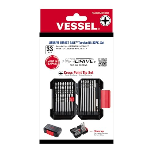 VESSEL JISDRIVE Impact Ball Torsion Bit 33PC Set No IB33JSP01U Made in Japan Cross Point Tip Set - Image 1