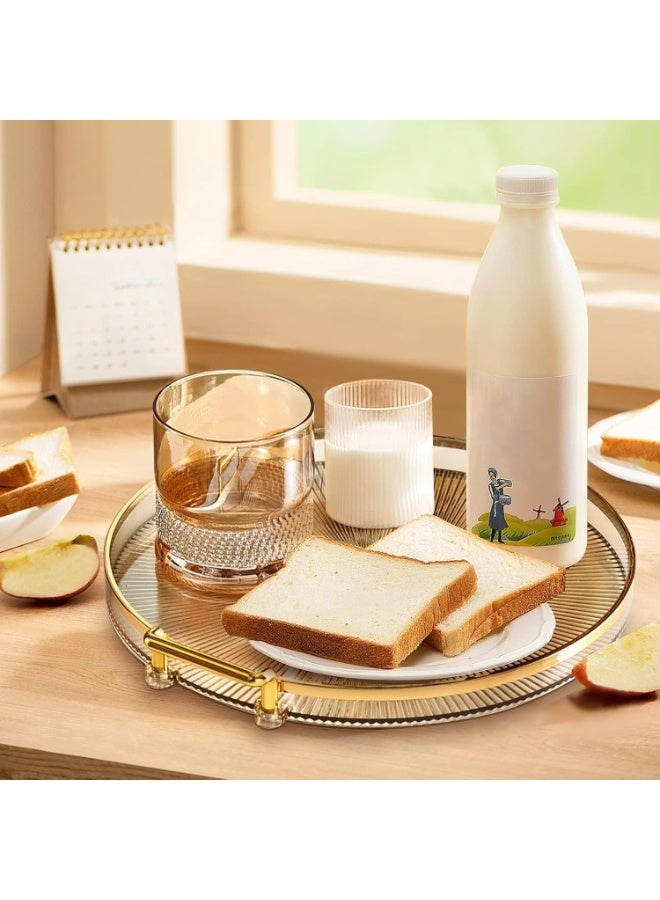 DUNISO Serving Trays with Handles，Fruit Tray，Home Decorative Coffee Table Round Tray，Sturdy and Durable，for Bedroom, Bedside Table, Dresser,Living Room, Dining Room，Amber - Image 5