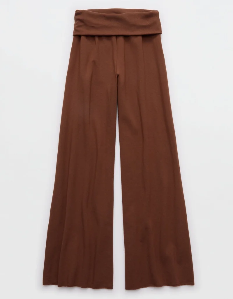 Aerie  OFFLINE By Aerie OTT Fleece Super Wide Leg Foldover Pant for Women | Best Price UAE