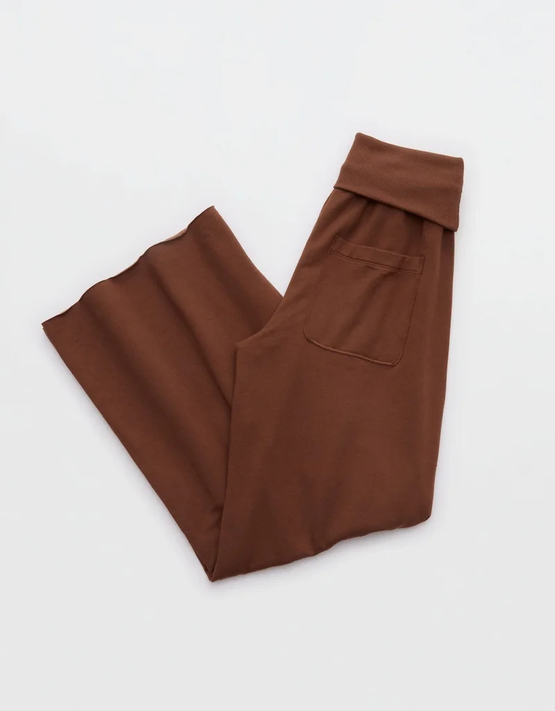 Aerie  OFFLINE By Aerie OTT Fleece Super Wide Leg Foldover Pant for Women | Best Price UAE