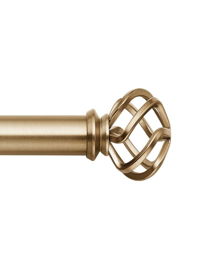 مود مجموعة MODE المميزة، قضيب ستارة بقطر 1 1/8 بوصة، مزود بأغطية طرفية دائرية على شكل قفص طيور وقضيب ستارة فولاذي قابل للتعديل يُثبت على الحائط، يناسب النوافذ من 72 بوصة إلى 144 بوصة، لون ذهبي دافئ - Image 1