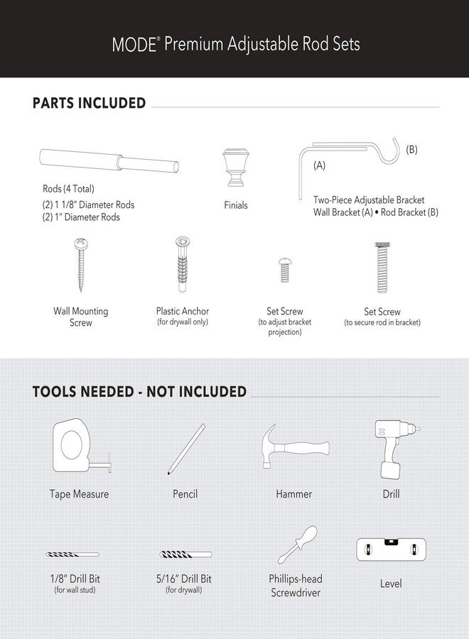 مود مجموعة MODE المميزة، قضيب ستارة بقطر 1 1/8 بوصة، مزود بأغطية طرفية دائرية على شكل قفص طيور وقضيب ستارة فولاذي قابل للتعديل يُثبت على الحائط، يناسب النوافذ من 72 بوصة إلى 144 بوصة، لون ذهبي دافئ - Image 5