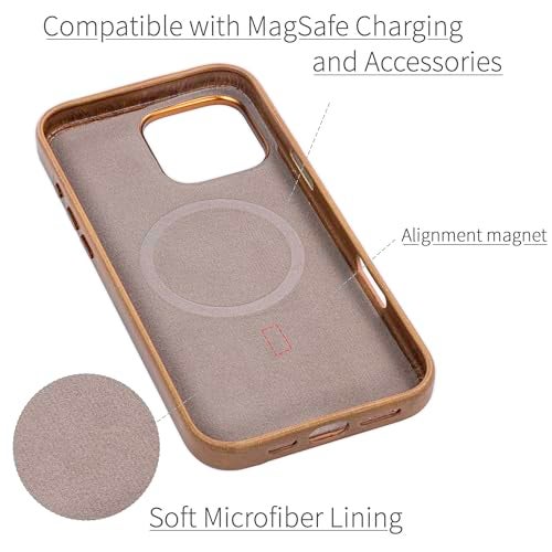 Dockem Genuine Leather Case for iPhone 16 Pro Max, Compatible with MagSafe (MSGL, Light Brown) - Image 5
