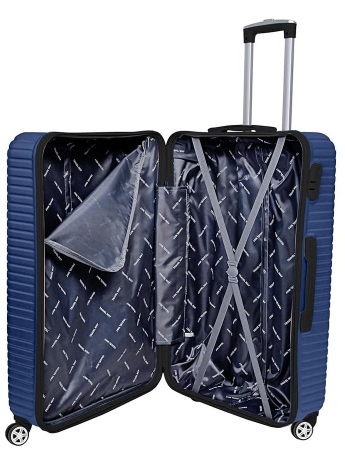 TRAVEL WAY - TrekKit Lightweight 24 inch Checked Suitcase Luggage for 20 kg - Hardshell Suitcase Spinner Luggage for Travel | ABS Luggage with 4 Spinner Wheels (Admiral Blue, 24 Inches (61 cm)) - Image 1