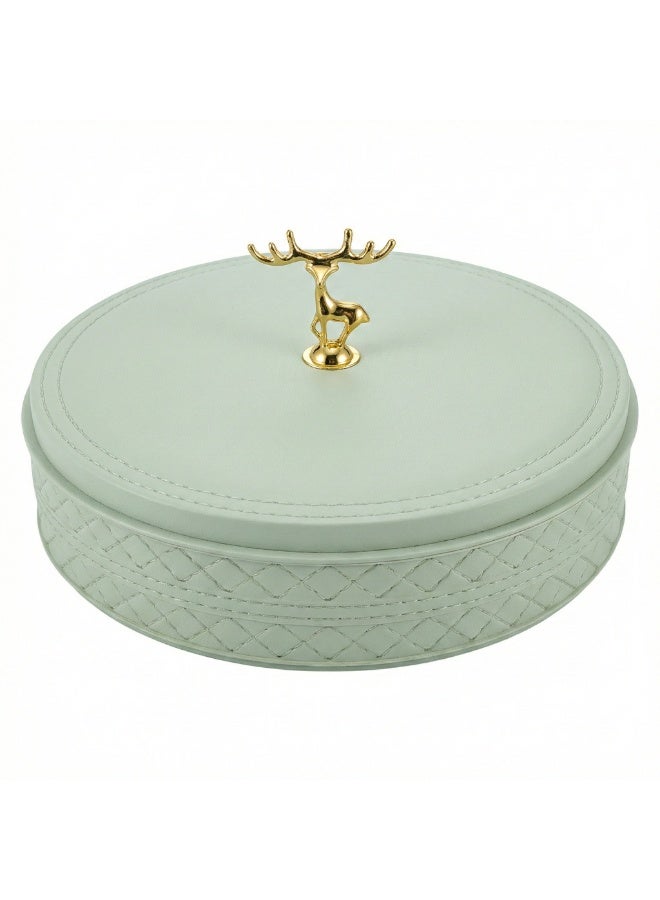 Plastic Snack Organizer with Lid & Handle, 5-Section Divided Serving Box for Nuts, Biscuits, Cookies, Dates and Ramadan Snacks-Mint Green - Image 1