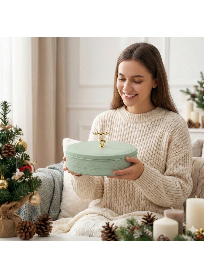 Plastic Snack Organizer with Lid & Handle, 5-Section Divided Serving Box for Nuts, Biscuits, Cookies, Dates and Ramadan Snacks-Mint Green - Image 4