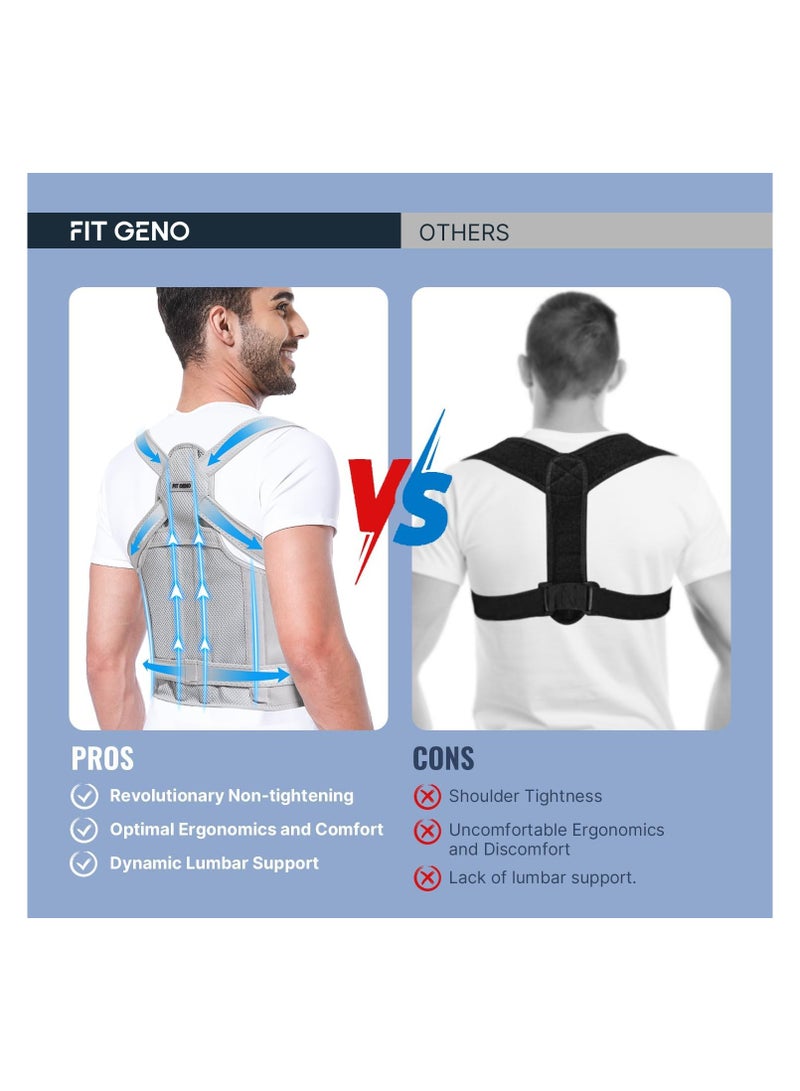 KHAJUL Back Brace and Posture Corrector Back Straightener Belt Back Support Helps Hunchback Correction and Relieve Shoulder Neck Back Pain(Grey) - Image 4