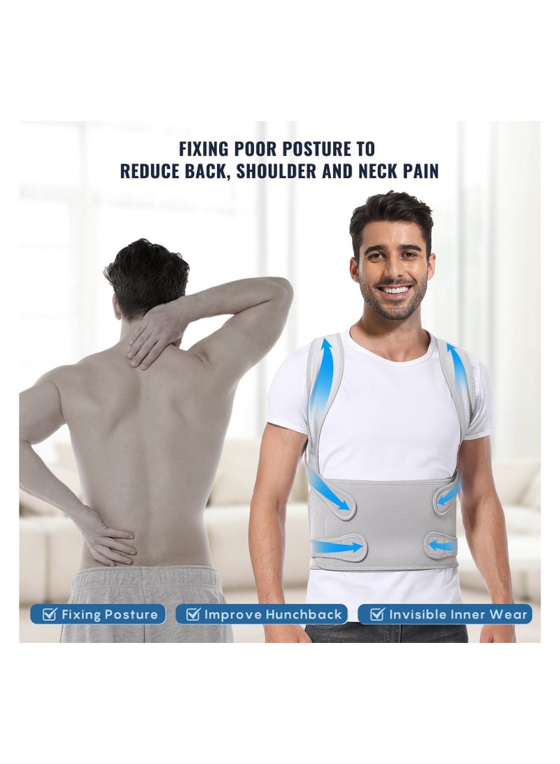 KHAJUL Back Brace and Posture Corrector Back Straightener Belt Back Support Helps Hunchback Correction and Relieve Shoulder Neck Back Pain(Grey) - Image 5