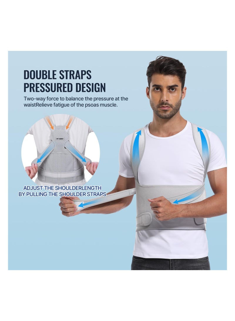 KHAJUL Back Brace and Posture Corrector Back Straightener Belt Back Support Helps Hunchback Correction and Relieve Shoulder Neck Back Pain(Grey) - Image 3
