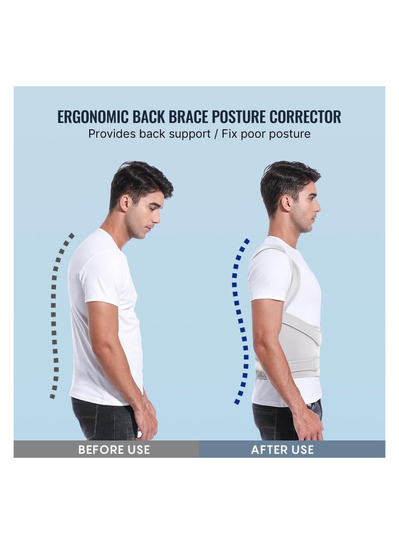 KHAJUL Back Brace and Posture Corrector Back Straightener Belt Back Support Helps Hunchback Correction and Relieve Shoulder Neck Back Pain(Grey) - Image 2