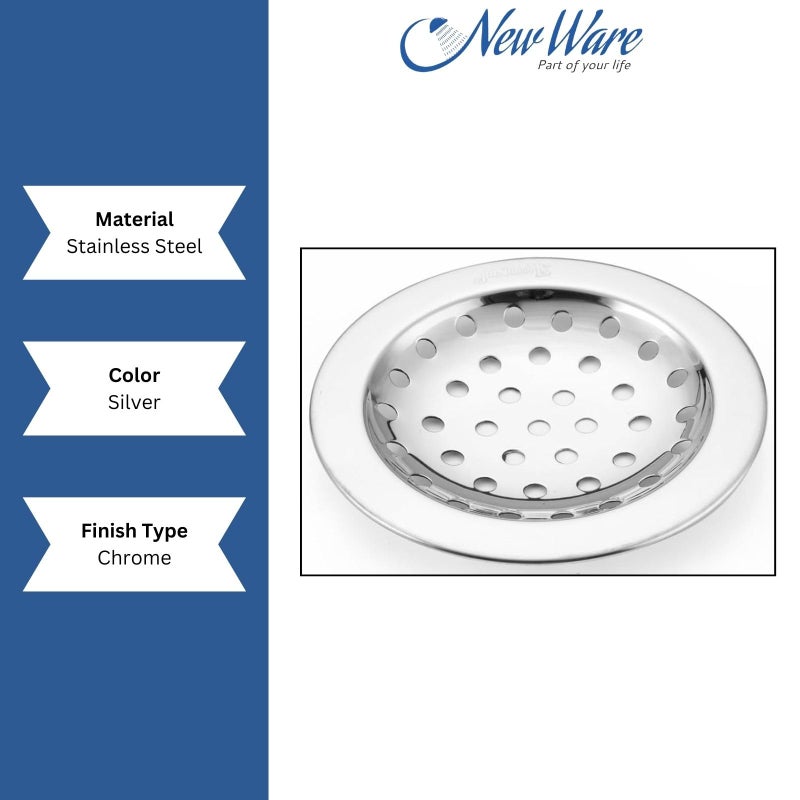 NEW WARE® 4 Inch Round Stainless Steel Bathroom Jali/Trap Floor Drain with Chrome Finish Water Drain Grating - Image 5