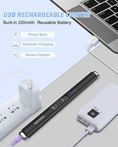 FUKKUDA 【Upgraded】 Dual Arc Electric Candle Lighter Rechargeable USB Lighter Plasma Arc Lighters for Candle (Obsidian Black) - Image 4