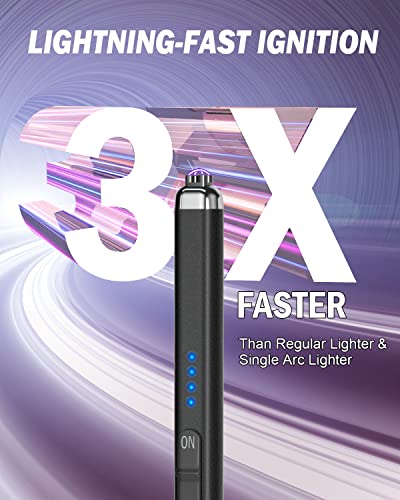 FUKKUDA 【Upgraded】 Dual Arc Electric Candle Lighter Rechargeable USB Lighter Plasma Arc Lighters for Candle (Obsidian Black) - Image 3