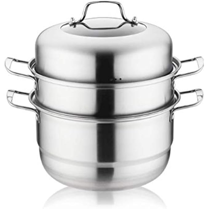 قدر بخاري سميك من الفولاذ المقاوم للصدأ بسمك 28 سم، وعاء بخاري عالمي للطهي بالبخار، مناسب لموقد الغاز والطباخ الحثي - Image 1