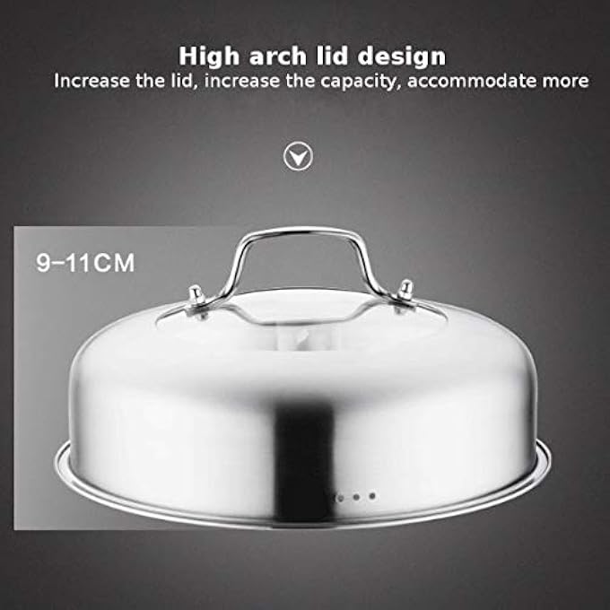 قدر بخاري سميك من الفولاذ المقاوم للصدأ بسمك 28 سم، وعاء بخاري عالمي للطهي بالبخار، مناسب لموقد الغاز والطباخ الحثي - Image 3