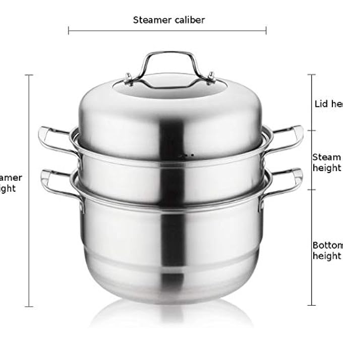 قدر بخاري سميك من الفولاذ المقاوم للصدأ بسمك 28 سم، وعاء بخاري عالمي للطهي بالبخار، مناسب لموقد الغاز والطباخ الحثي - Image 2