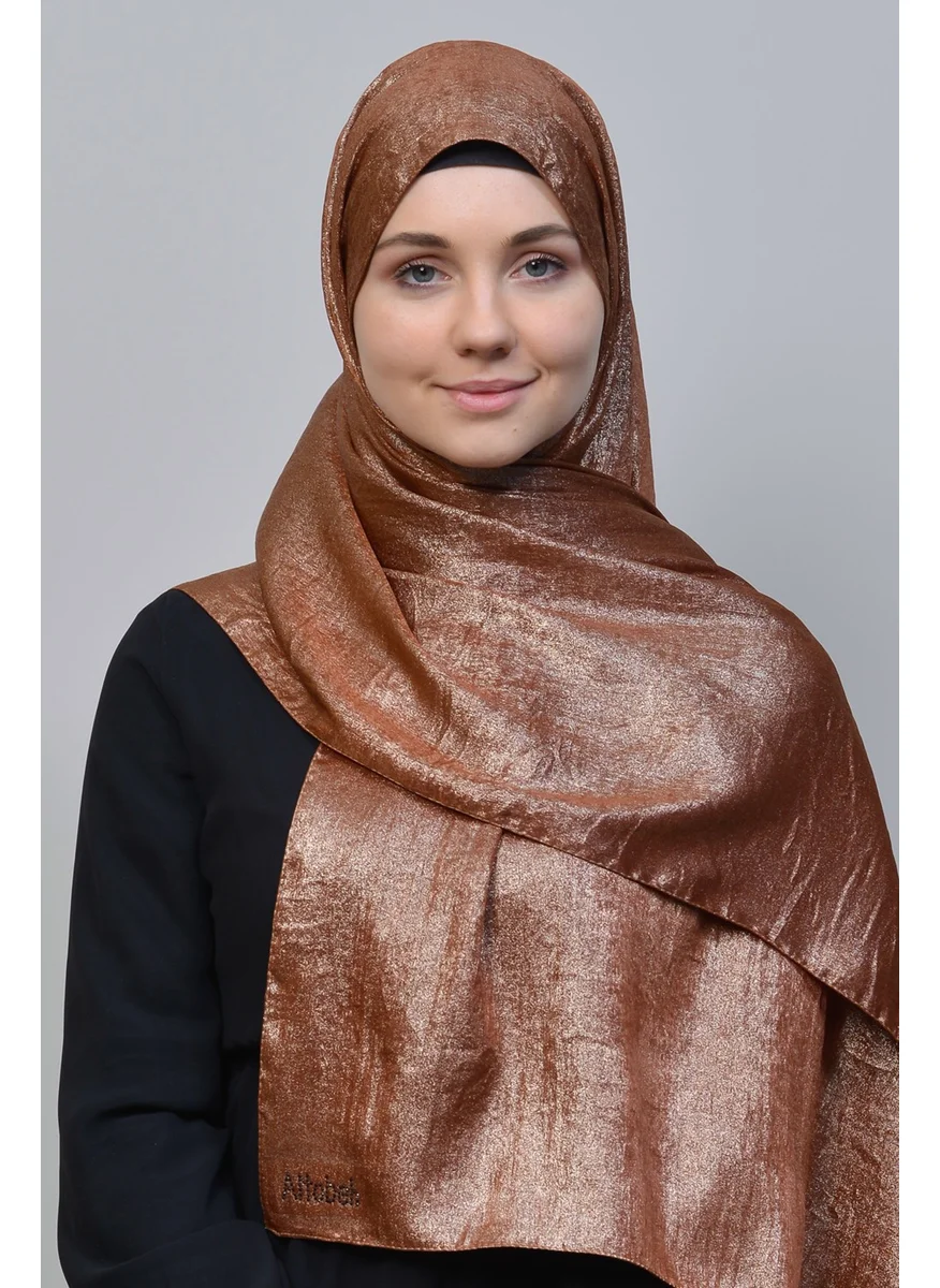 التوبة Double Color Shiny Glitter Shiny Princess Hijab Shawl Cotton Dark Tile - Gold