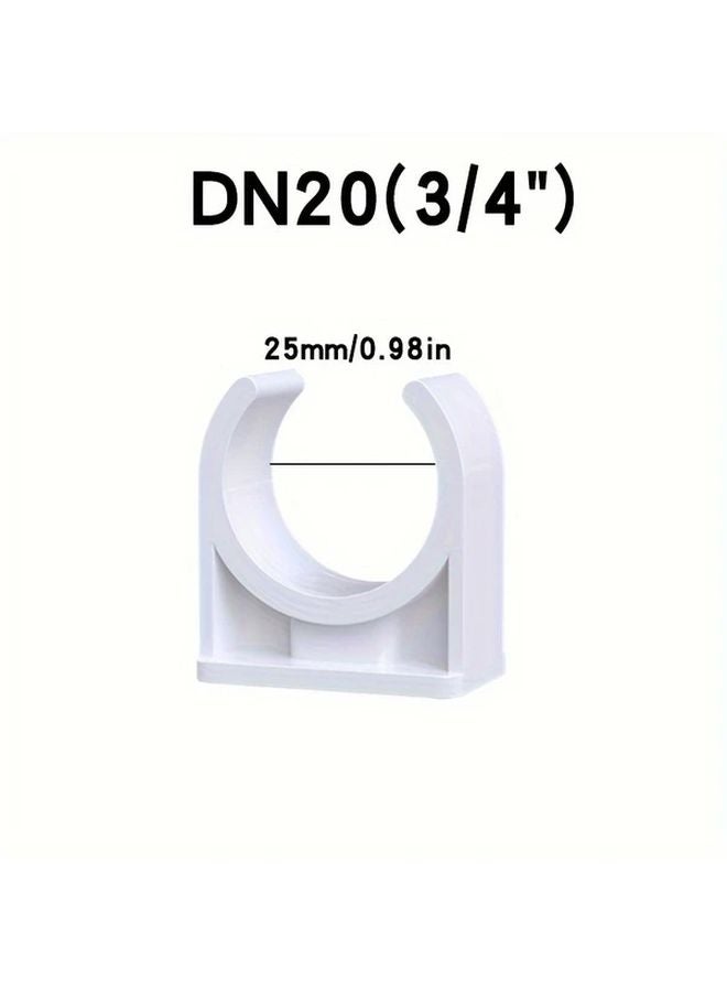 White PVC U Shaped Pipe Clamps 25mm Size for 20 25 32mm Inner Diameter Water Pipes - Image 1