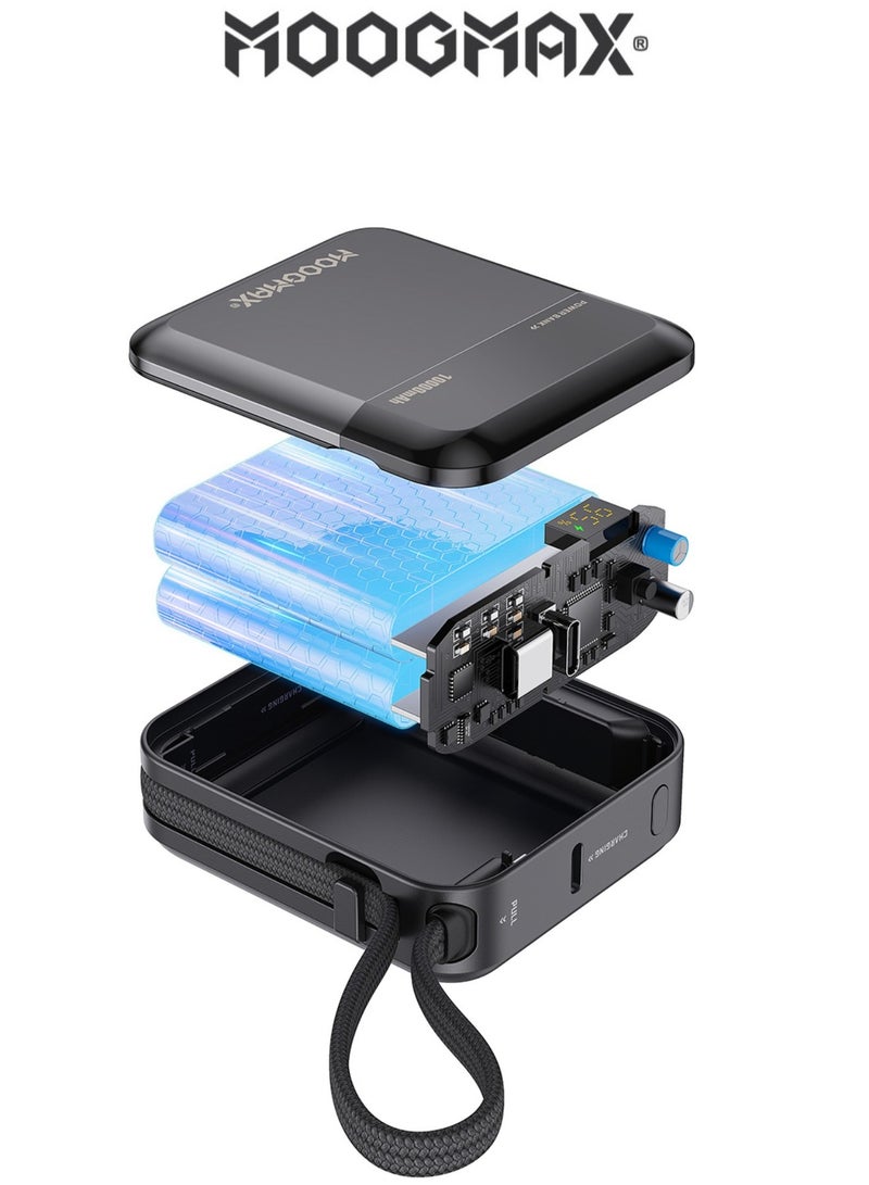 MOOGMAX power bank 10000 mAh in a very compact size. Portable charger with two Type C ports. 22.5W power bank fast charging. powerbank with a digital display. Overvoltage and overcurrent protection mini power bank. Portable slim power bank suitable for travel and on airplanes. - Image 2