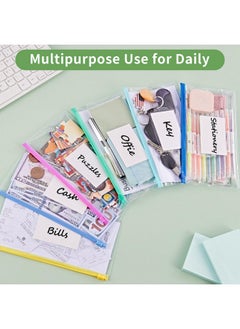 JARLINK 10 Pcs Poly Zip Envelope A6 Size (9 X 4.7In) Plastic Zipper Pouches With Label Pocket 10 Colors Reusable Clear Pencil Bags For School And Office Supplies  - Image 4