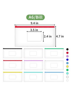 JARLINK 10 Pcs Poly Zip Envelope A6 Size (9 X 4.7In) Plastic Zipper Pouches With Label Pocket 10 Colors Reusable Clear Pencil Bags For School And Office Supplies  - Image 2