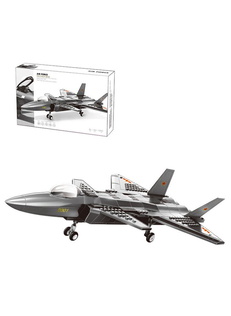 Children's Military Aircraft Model Small Particle Building Block Toy Model(Heavy Stealth Fighter)  - Image 1