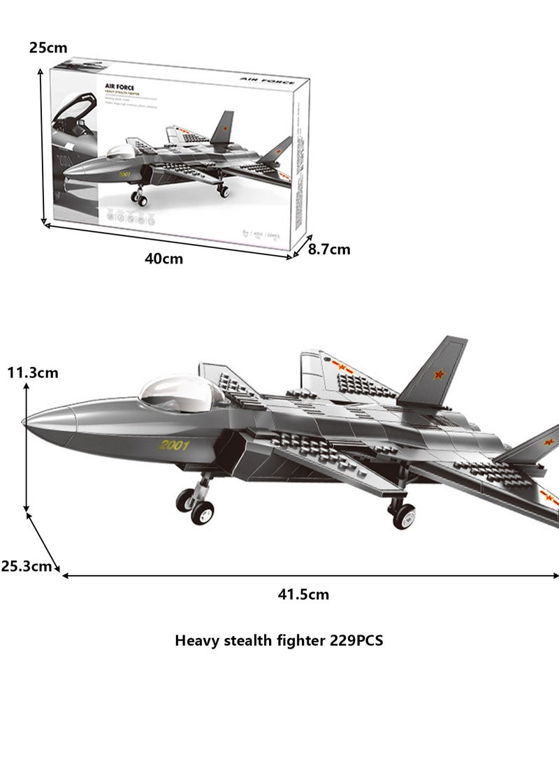 Children's Military Aircraft Model Small Particle Building Block Toy Model(Heavy Stealth Fighter)  - Image 2