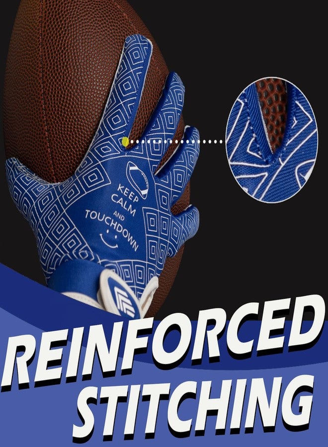 GLOSAV Youth Football Gloves, Super Sticky Receiver Gloves for Kids, Sporty Gifts for Boys & Girls Flagfootball Play (Blue, Small- Youth) - Image 4