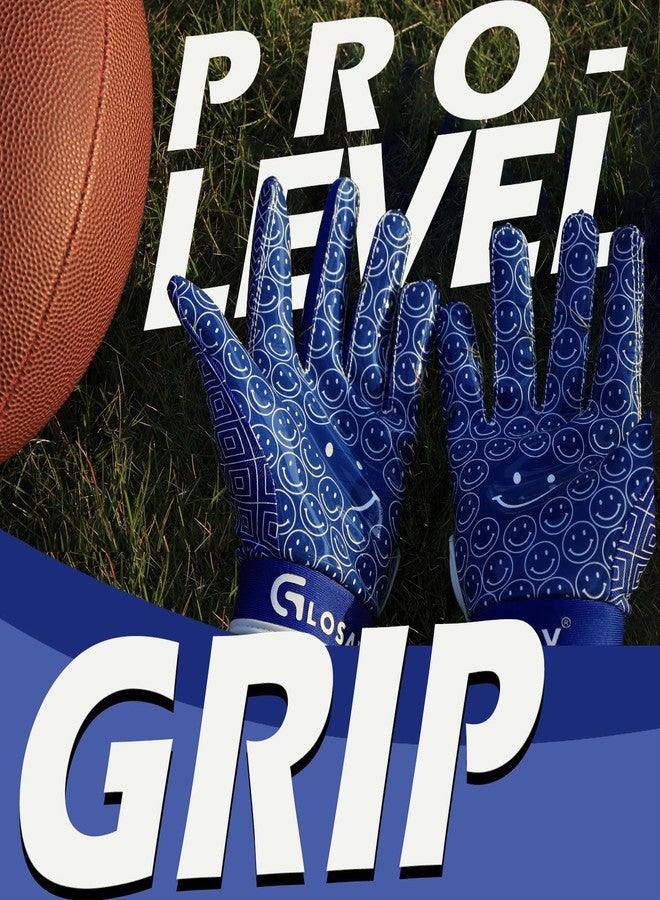GLOSAV Youth Football Gloves, Super Sticky Receiver Gloves for Kids, Sporty Gifts for Boys & Girls Flagfootball Play (Blue, Small- Youth) - Image 2