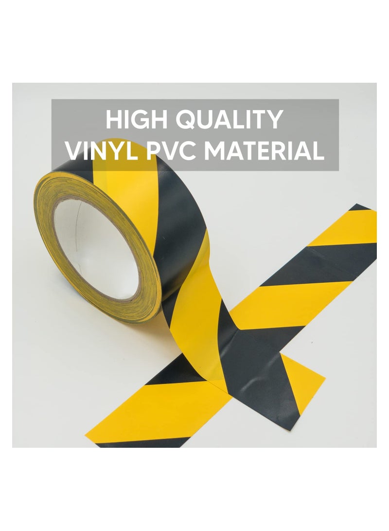 Durable High Visibility PVC Hazard Warning Tape 48mm x 33m Black and Yellow Floor Marking Tape - Image 5