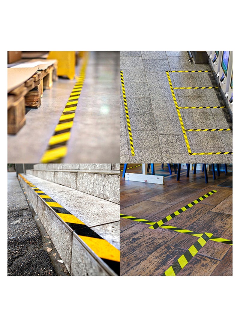 Durable High Visibility PVC Hazard Warning Tape 48mm x 33m Black and Yellow Floor Marking Tape - Image 2