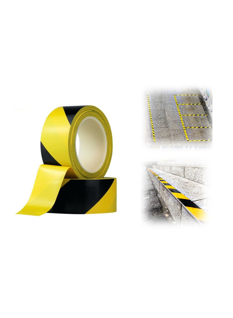Durable High Visibility PVC Hazard Warning Tape 48mm x 33m Black and Yellow Floor Marking Tape - Image 1