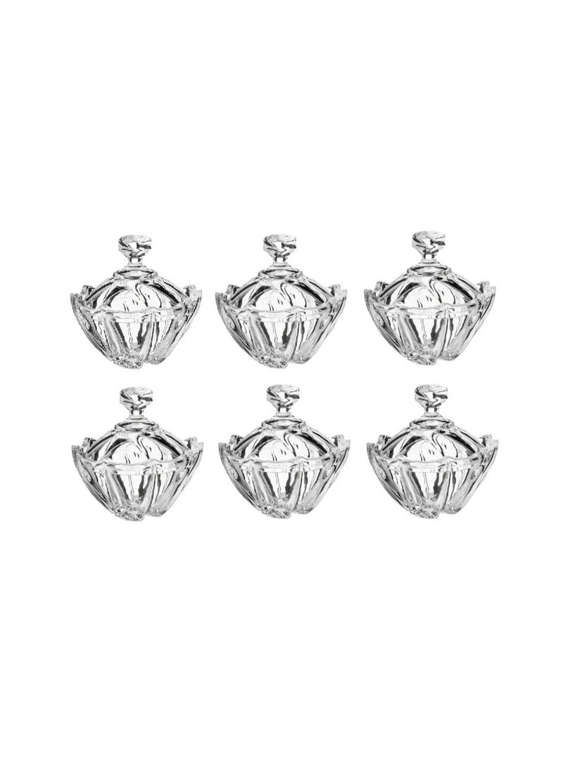 Dania Set of 6 multi-purpose clear glass sugar bowls for sweets and nuts  - Image 1
