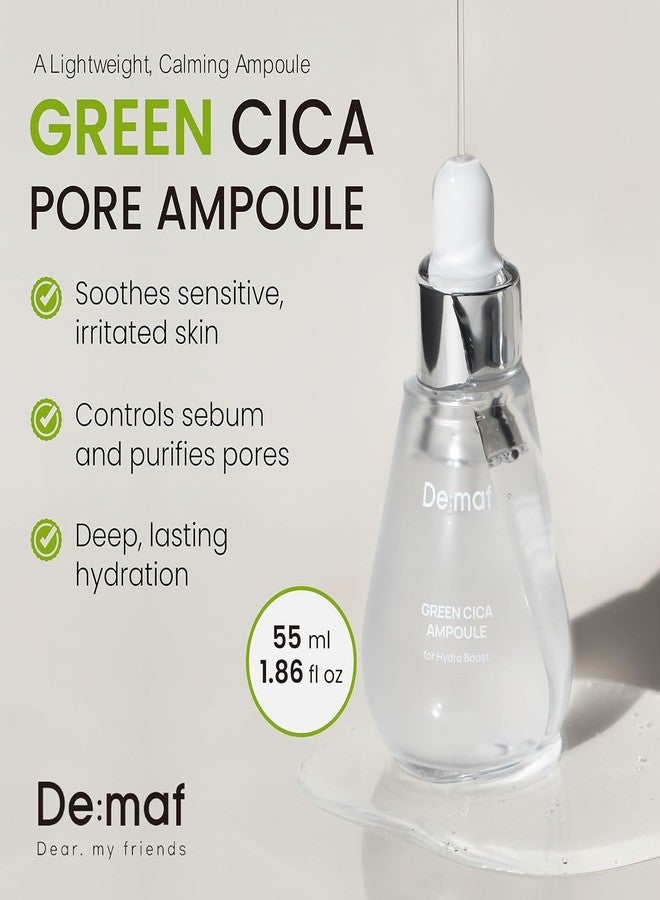 DE:MAF Green Cica Ampoule with 72% Green Tea, Cica & 8-Layer Hyaluronic Acid | Soothing & Sebum Control Pore Serum for Blackheads and Enlarged Pores | For Oily & Combination Skin (1.7 fl oz) - Image 3