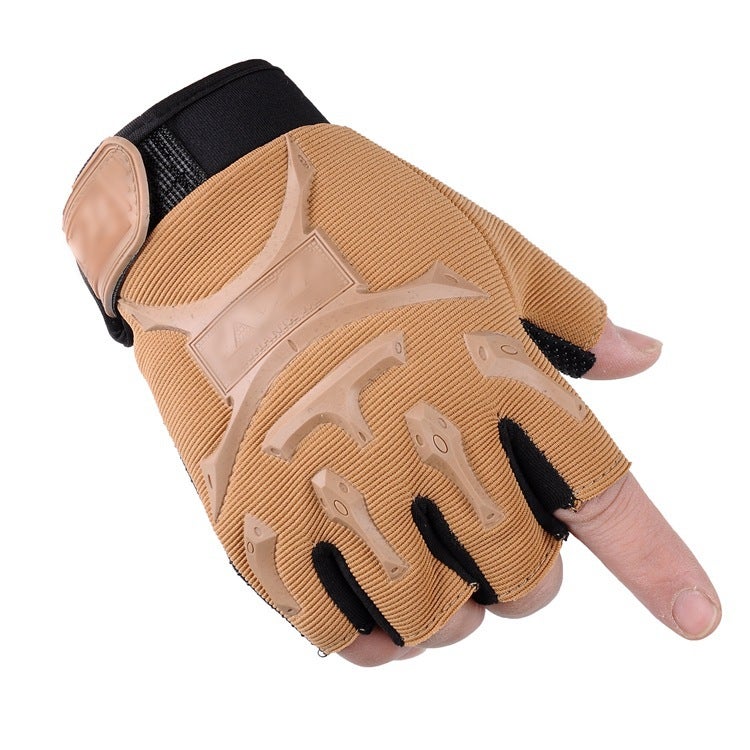 New Autum Half-finger New Male Special Forces Tactical Thin Gloves Outdoor Sports Cycling Fitness Sand color leopard 