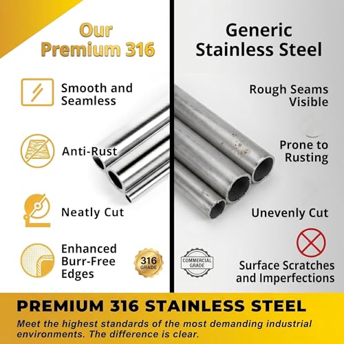 VALVENTO 3/4" OD 316 Stainless Steel Tube 12 inch Length Round Straight Steel Pipe Metal Tubing Industrial Metal Tube (2 Pcs) - Image 3