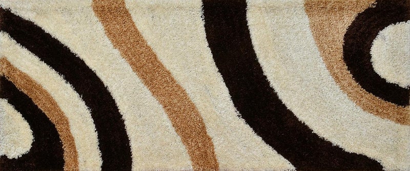 TIB ® Shaggy Bedside Runner Carpet – Soft Hallway & Bedroom Rug for Living Room, Dining, Office (Lines-Cream) - Image 2
