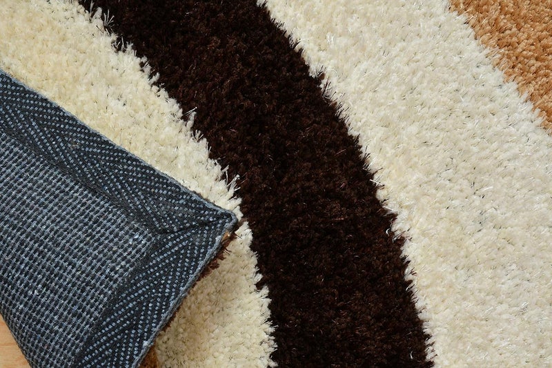 TIB ® Shaggy Bedside Runner Carpet – Soft Hallway & Bedroom Rug for Living Room, Dining, Office (Lines-Cream) - Image 3