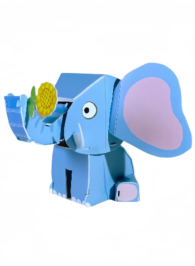 أحجية حيوانات حديقة الحيوانات للأطفال: طقم نموذج فيل ورقي ثلاثي الأبعاد - لعبة تعليمية سهلة البناء لتعزيز الذكاء المكاني - Image 2