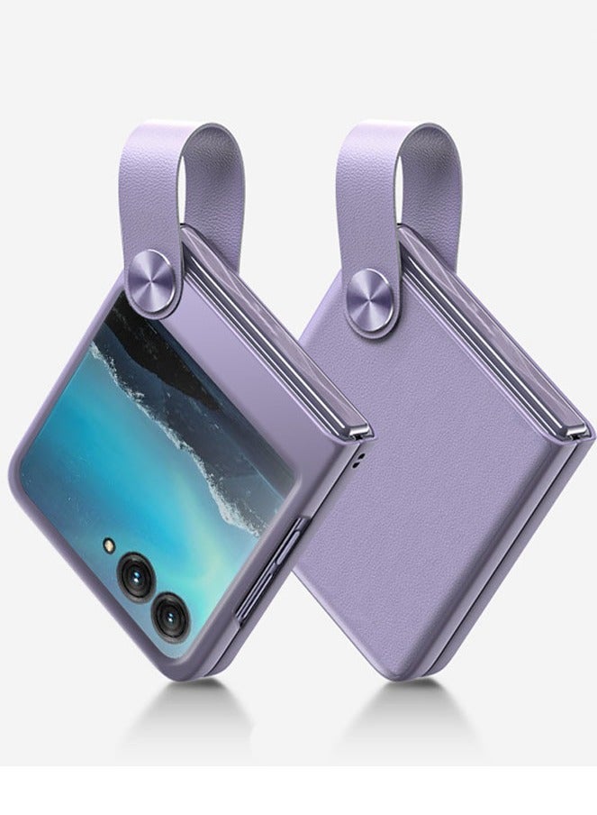 عام غطاء متوافق مع Motorola Razr 50، غطاء جلدي مع حامل وحزام، غطاء رفيع جدًا مقاوم للسقوط مع إطار واقي لـ Razr 50. - Image 1