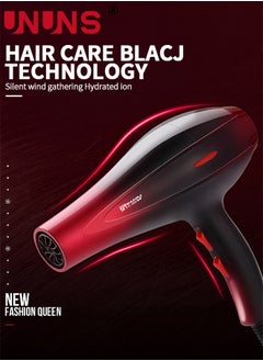 UNUNS 7-Piece Hair Dryer Set,AC Motor Fast Drying Ion Hairdryer,Ionic Salon Hair Dryer,5 Speeds Setting And One-Touch Cold Air With Diffuser,Nozzle,Concentrator Comb For Curly  - Image 2