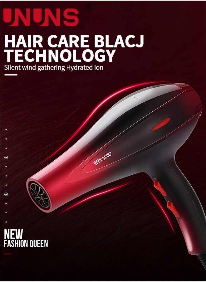 UNUNS - 7-Piece Hair Dryer Set,AC Motor Fast Drying Ion Hairdryer,Ionic Salon Hair Dryer,5 Speeds Setting And One-Touch Cold Air With Diffuser,Nozzle,Concentrator Comb For Curly - Image 1